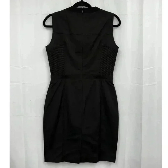 Proenza Schouler (8) Black Silk Crew Neck Sleeveless Grosgrain Sheath Mini Dress - Picture 4 of 13